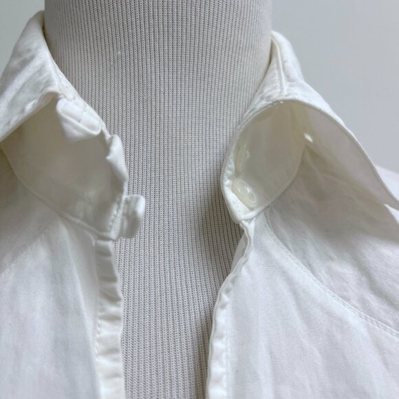 Anne Fontaine white shirt puckered long sleeve button front 3 L - Picture 3 of 7